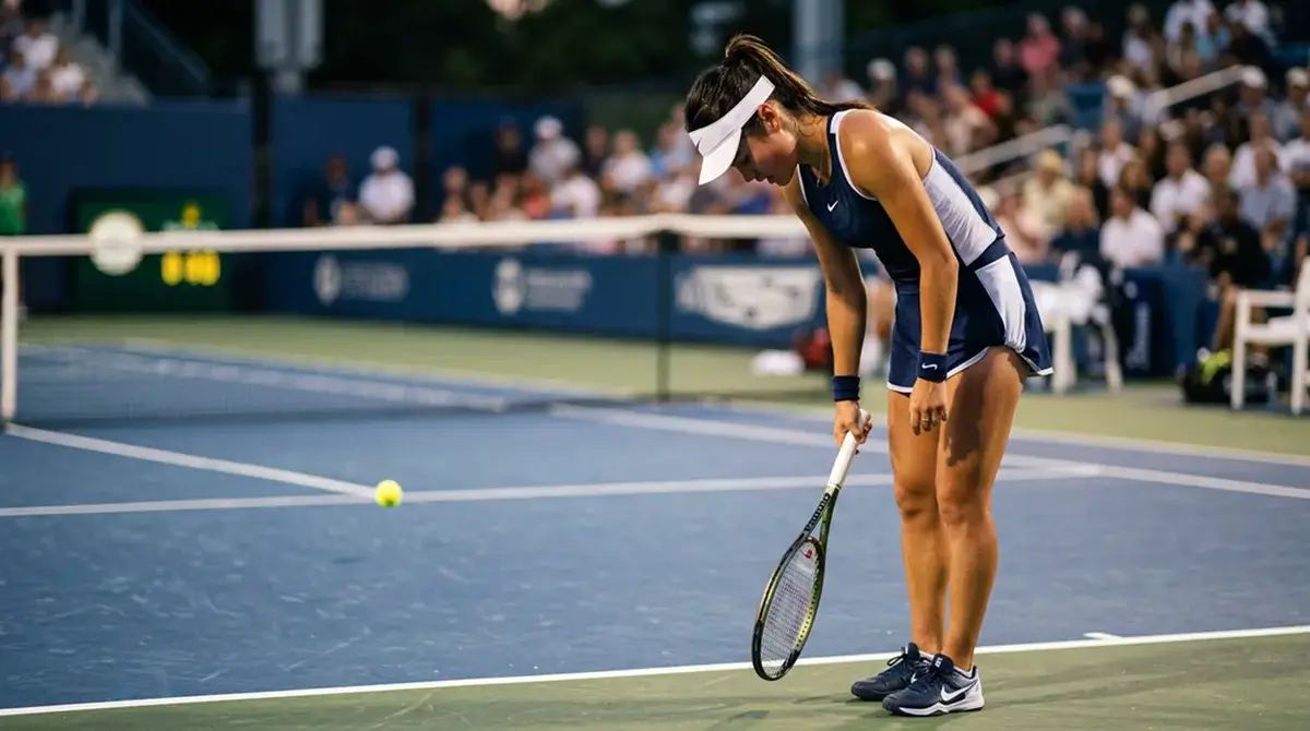 A nervy second serve drifting into a double fault