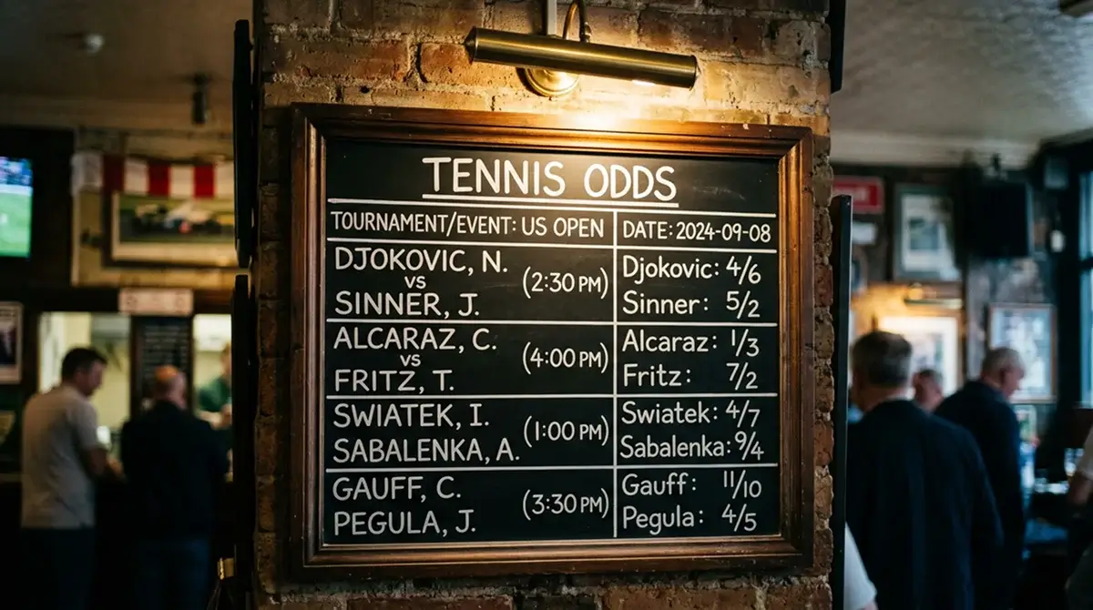 A betting board displaying tennis prices in fractional odds format