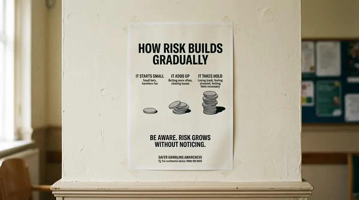 An awareness campaign highlighting how gambling risk can build gradually