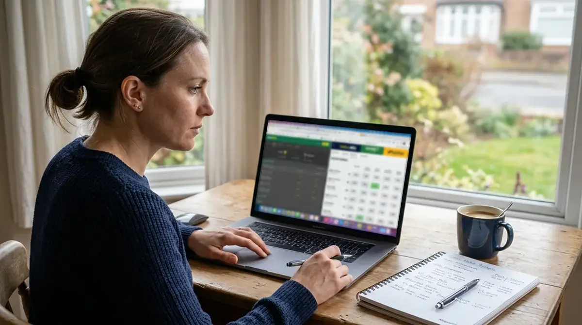 A bettor comparing tennis odds across several bookmaker accounts on a laptop
