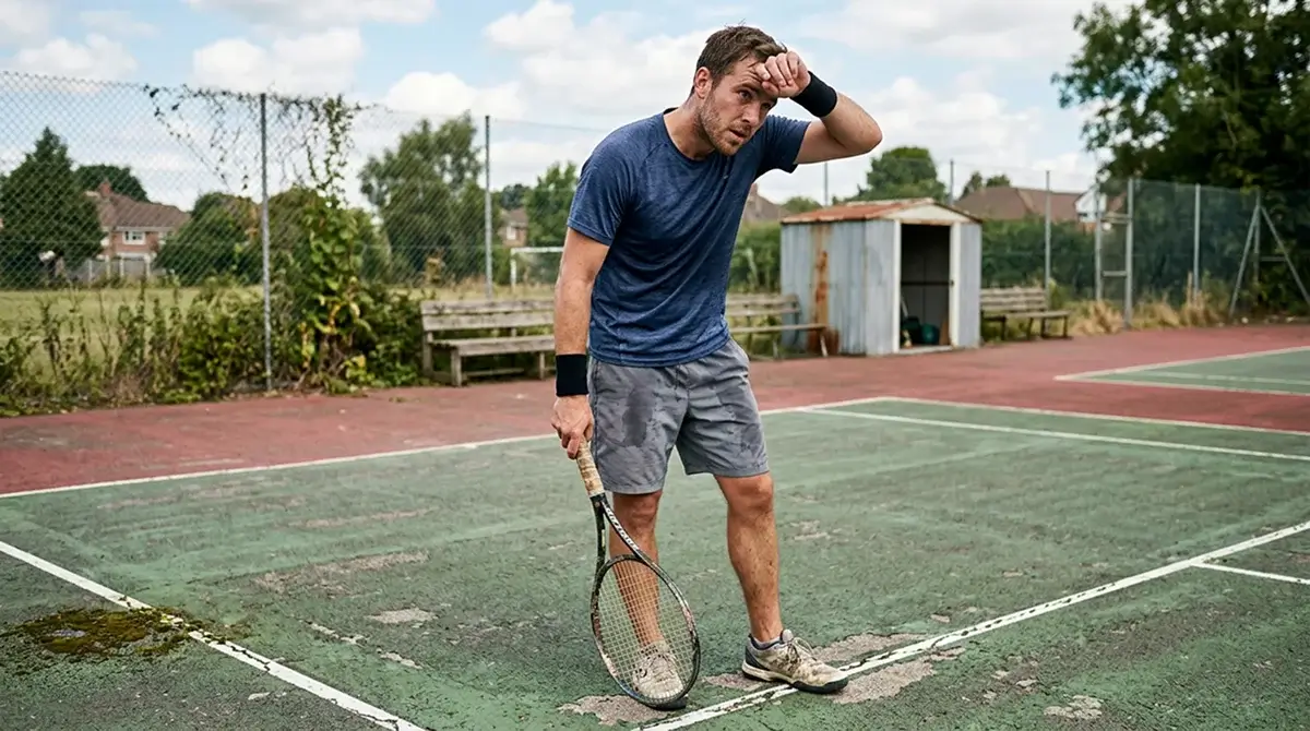 A lower-ranked player grinding out a living on a quiet outside court