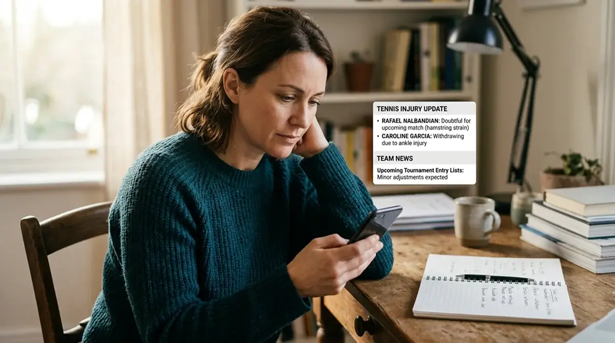 A bettor checking tennis injury and fitness news before building a multiple