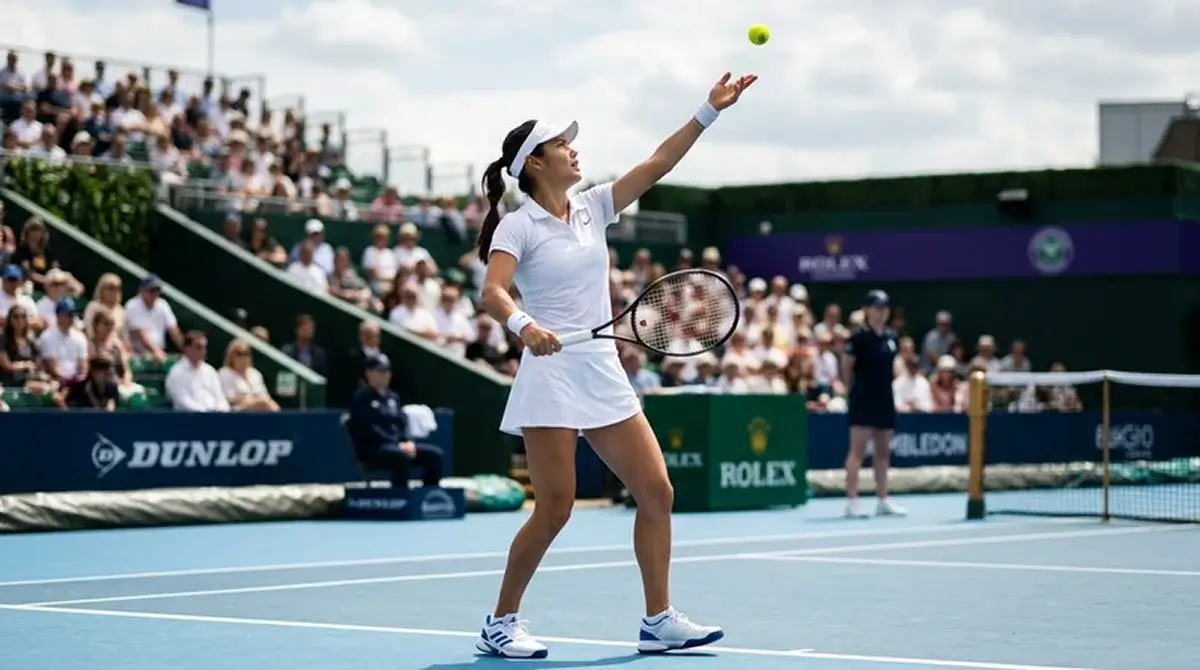 Confident favourite serving while leading two sets to love
