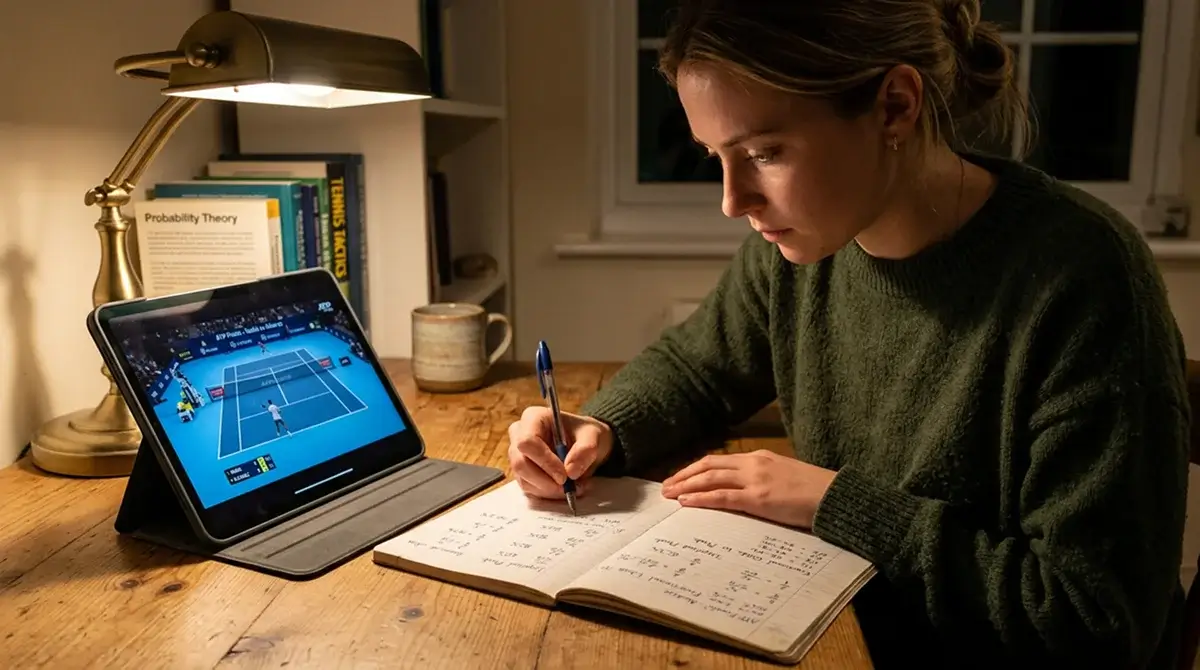 A bettor reviewing a worked tennis bet payout on a tablet