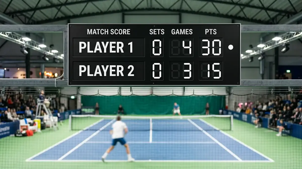 A tennis match scoreboard illustrating the range of tennis betting markets
