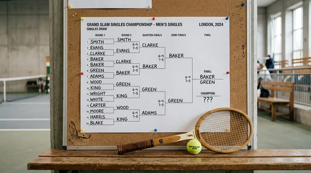 Grand Slam tournament draw sheet used to price outright and futures tennis bets