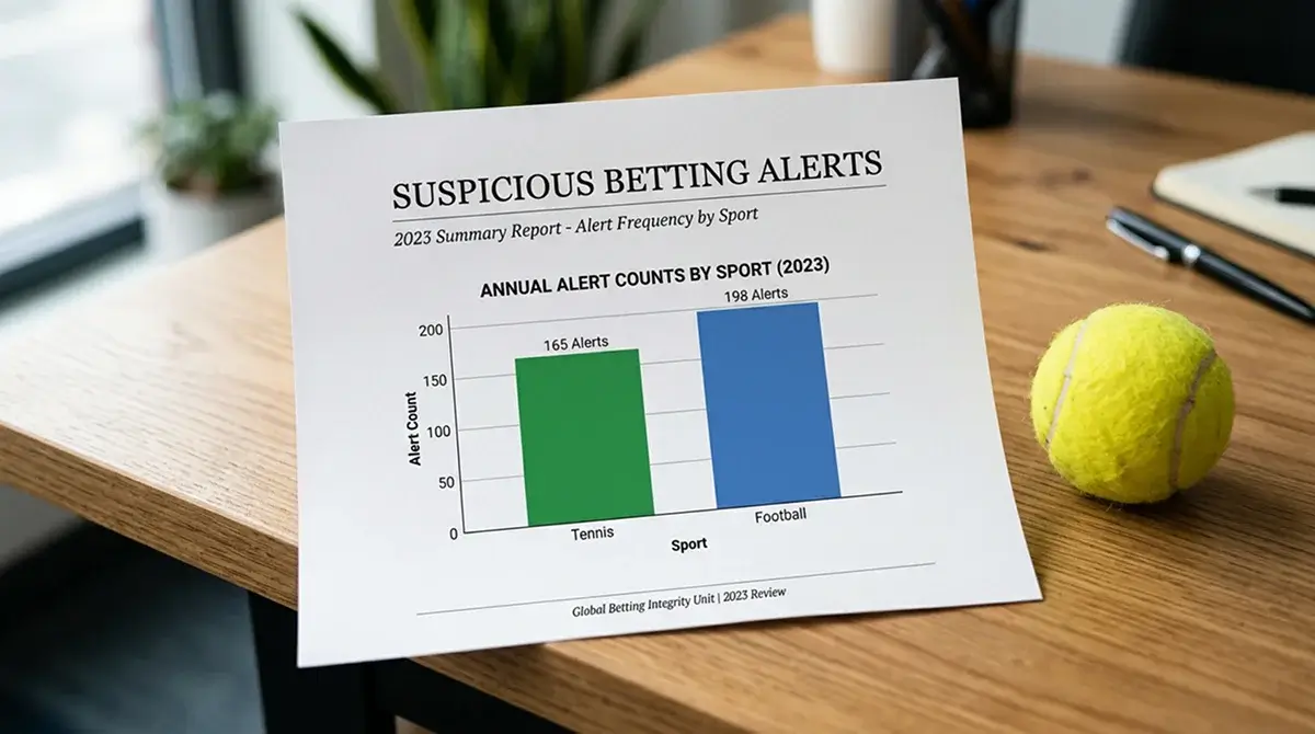Bar chart comparing suspicious betting alerts in tennis and football for the year