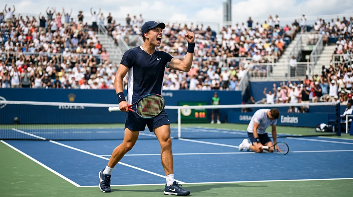 An early break of serve closing off a tie-break