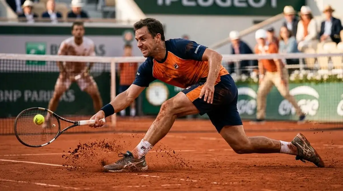 Frequent breaks of serve on a slow clay court
