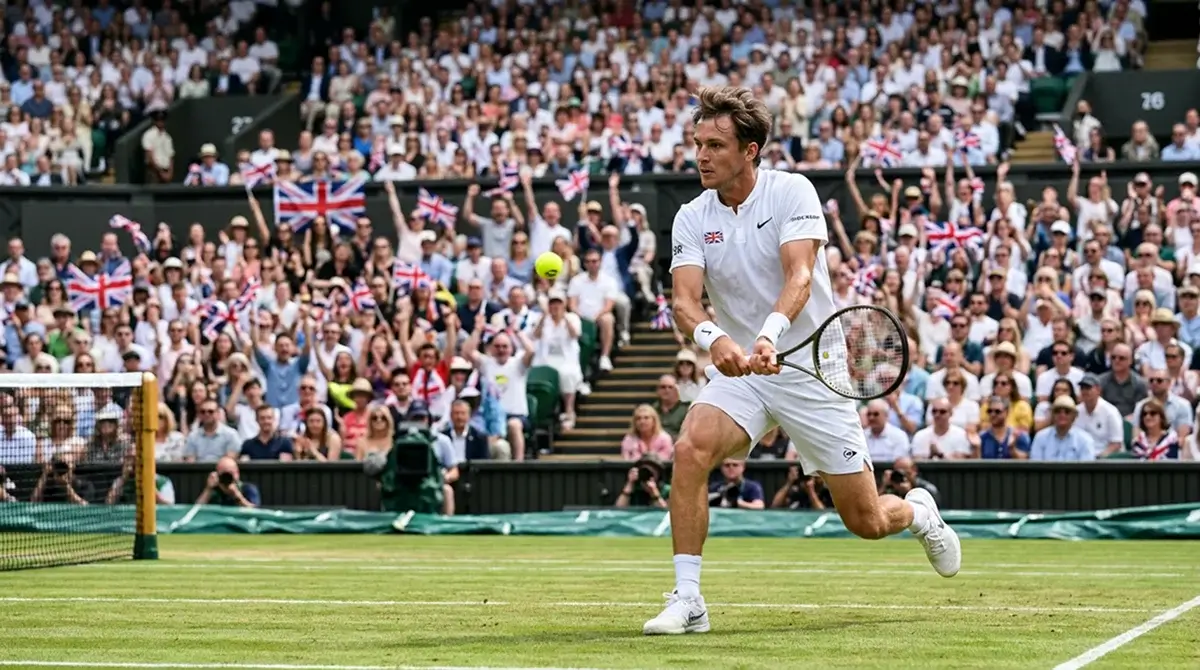 A British player competing on grass to home support at Wimbledon